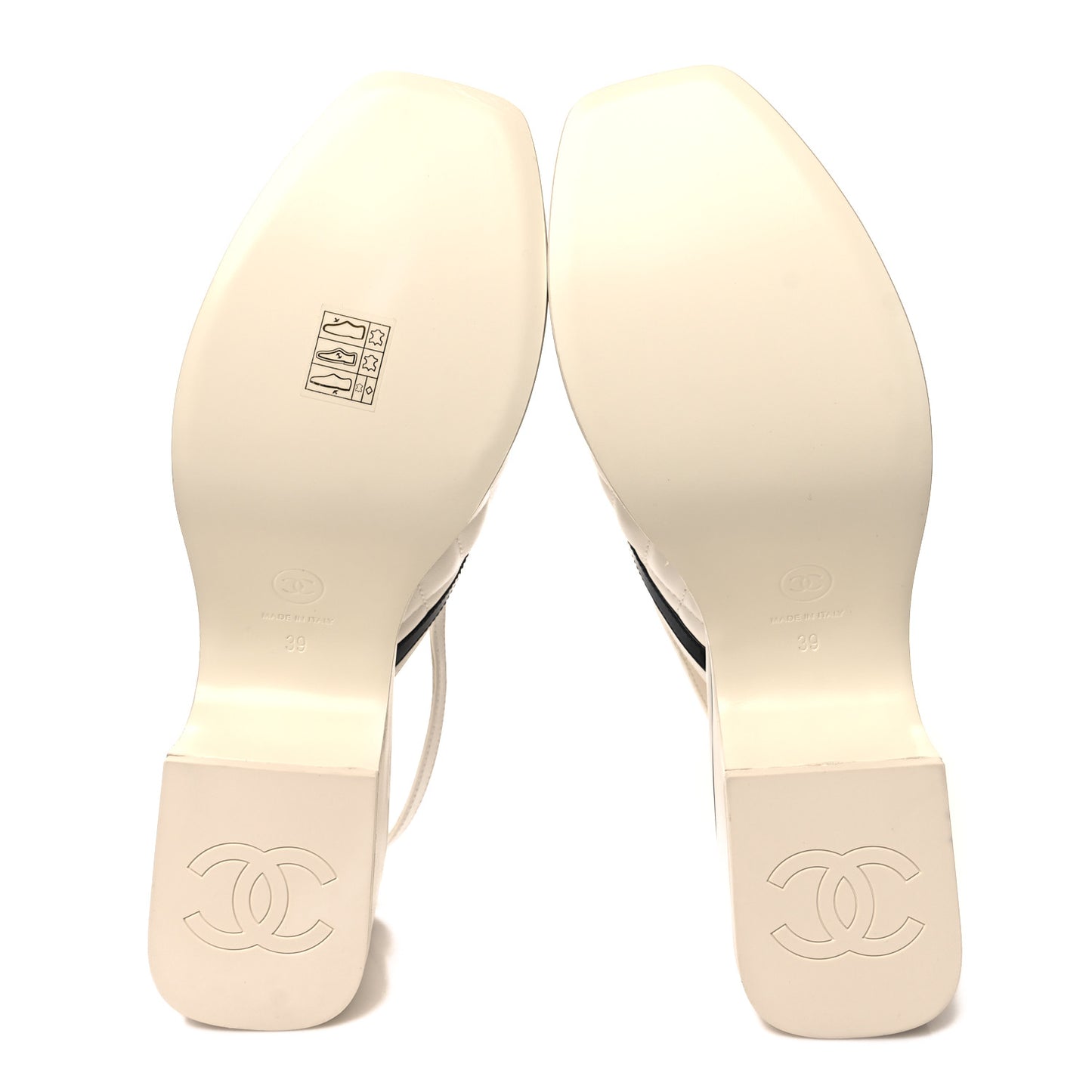 Lambskin Patent Quilted CC Platform Sandals 39 White Black