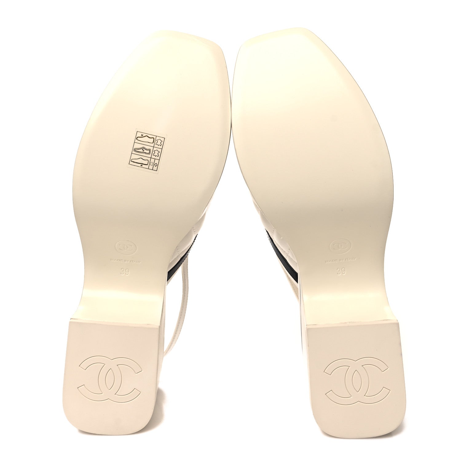 Chanel Lambskin Patent Quilted CC Platform Sandals 39 White Black 5 of 8