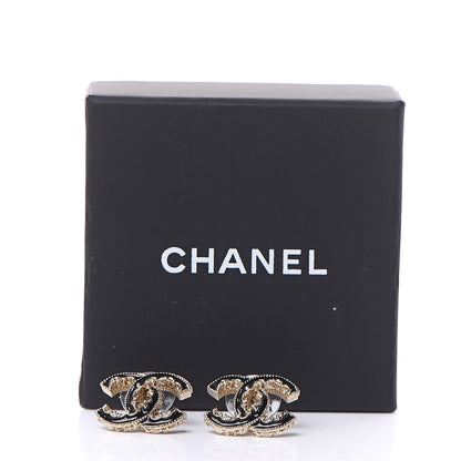 Chanel Enamel CC Baroque Earrings Black Gold 5 of 5