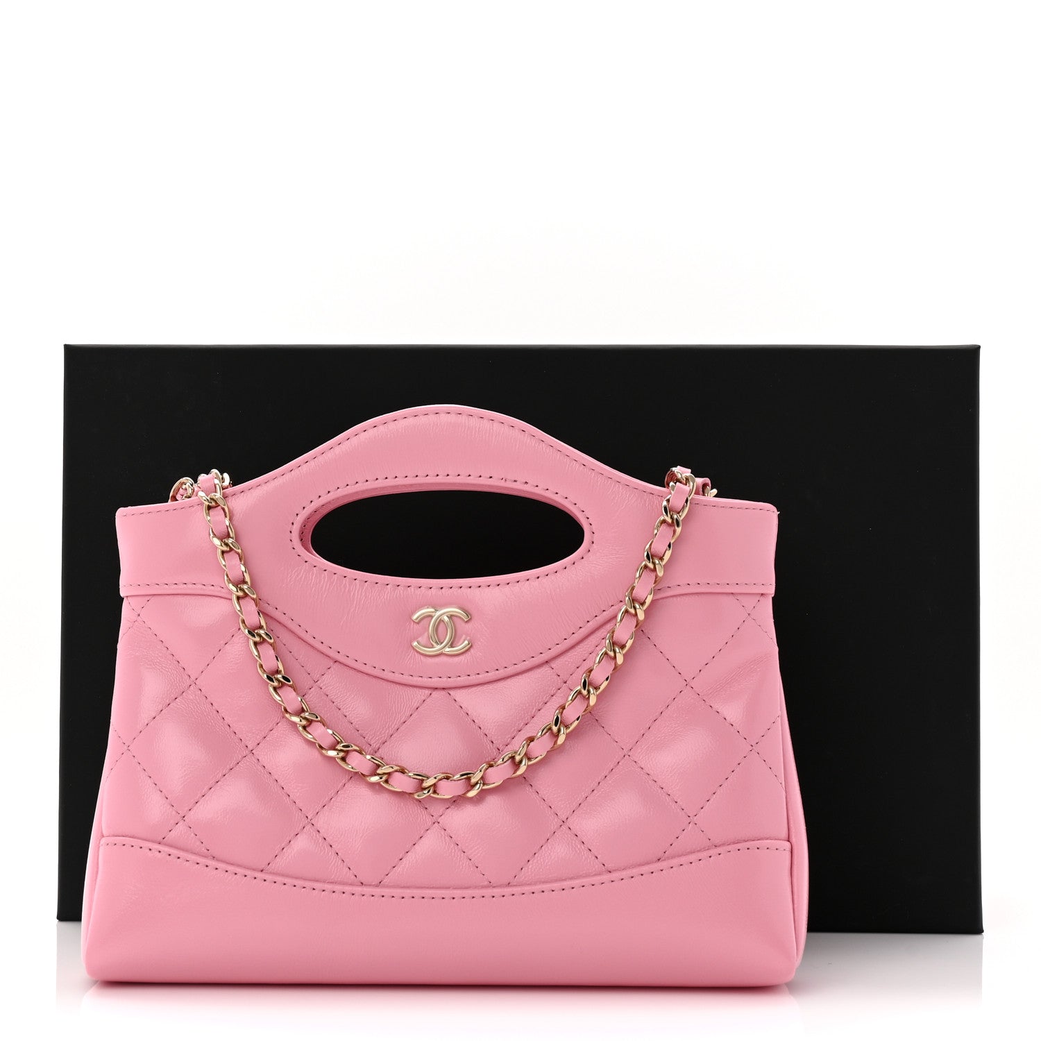 Chanel Shiny Lambskin Quilted Nano 31 Shopping Bag Pink 11 of 11