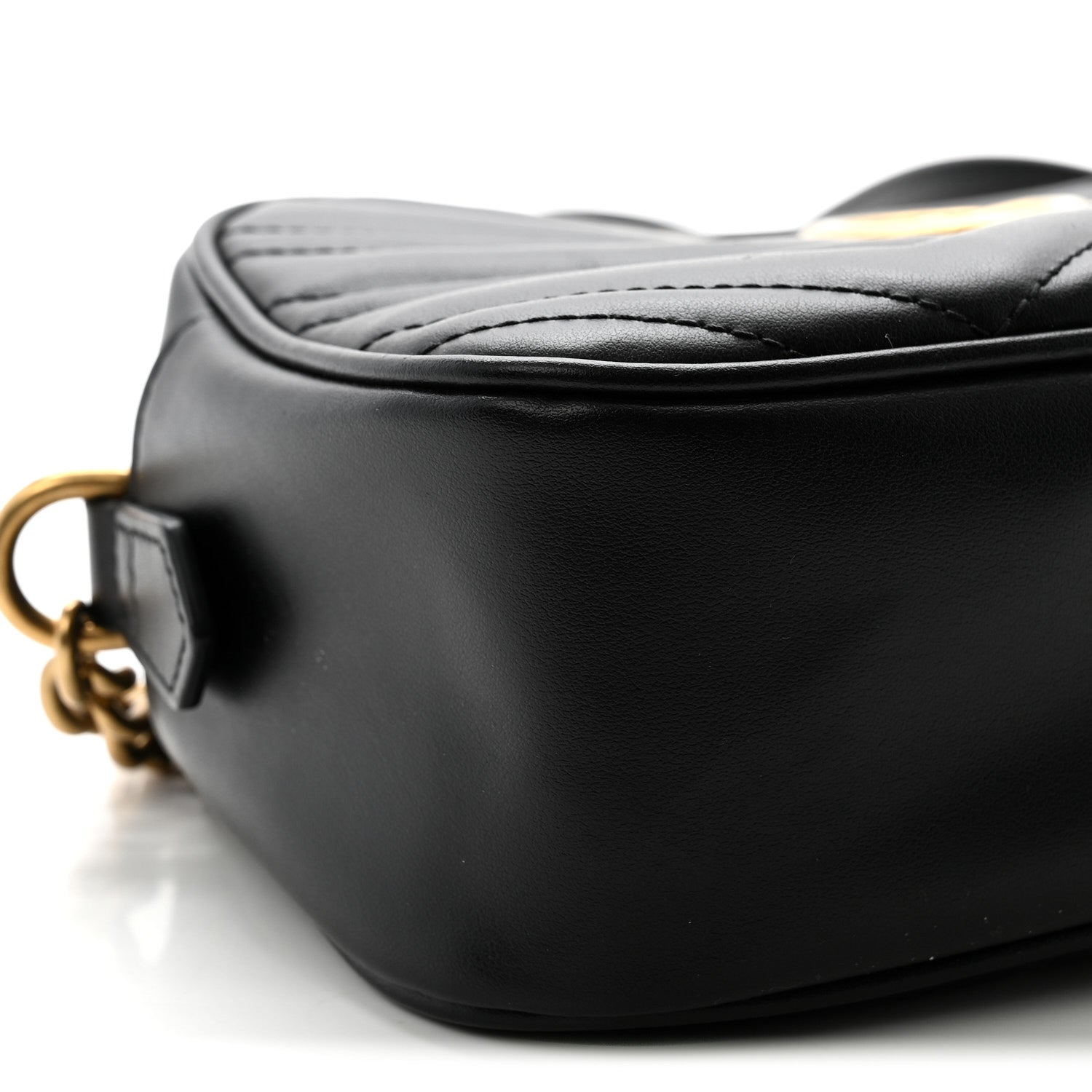 Gucci Calfskin Matelasse Small GG Marmont Chain Shoulder Bag Black 8 of 9