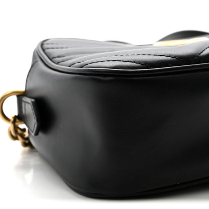 Gucci Calfskin Matelasse Small GG Marmont Chain Shoulder Bag Black 8 of 9