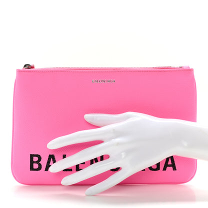 Balenciaga Calfskin Logo Zip Pouch Acid Pink Light Black 2 of 12