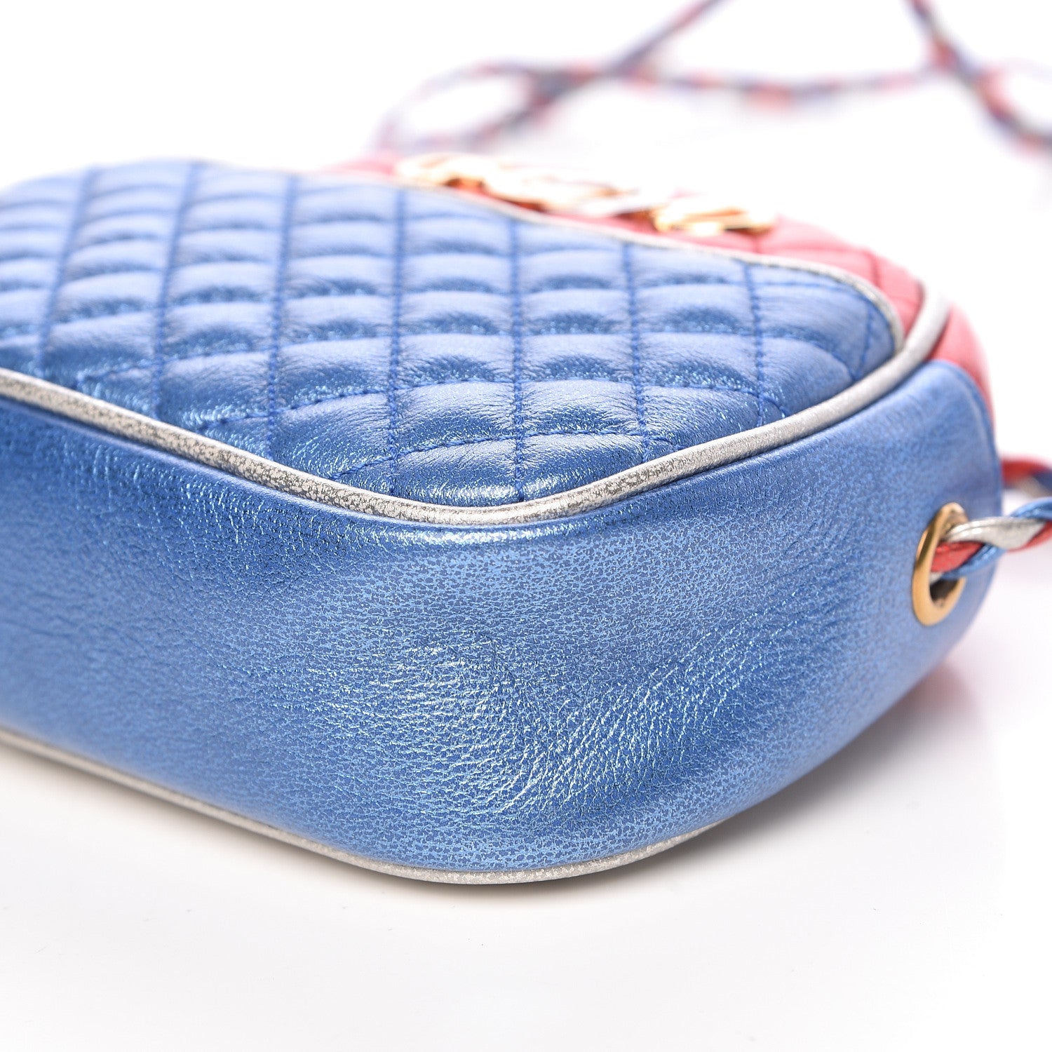 Gucci Laminated Nappa Trapuntata Mini Zumi Dome Shoulder Bag Rosso Marine Argento 9 of 10