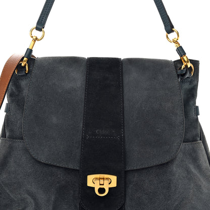 Chloe Suede Medium Lexa Shoulder Bag Silver Blue 7 of 12