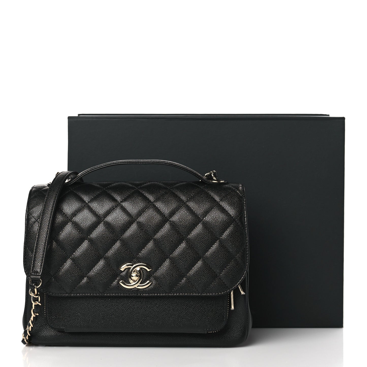 Caviar Quilted Large Business Affinity Flap Black
