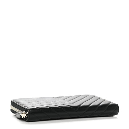 Chanel Lambskin Chevron Quilted Zip Around Wallet Black 4 of 9