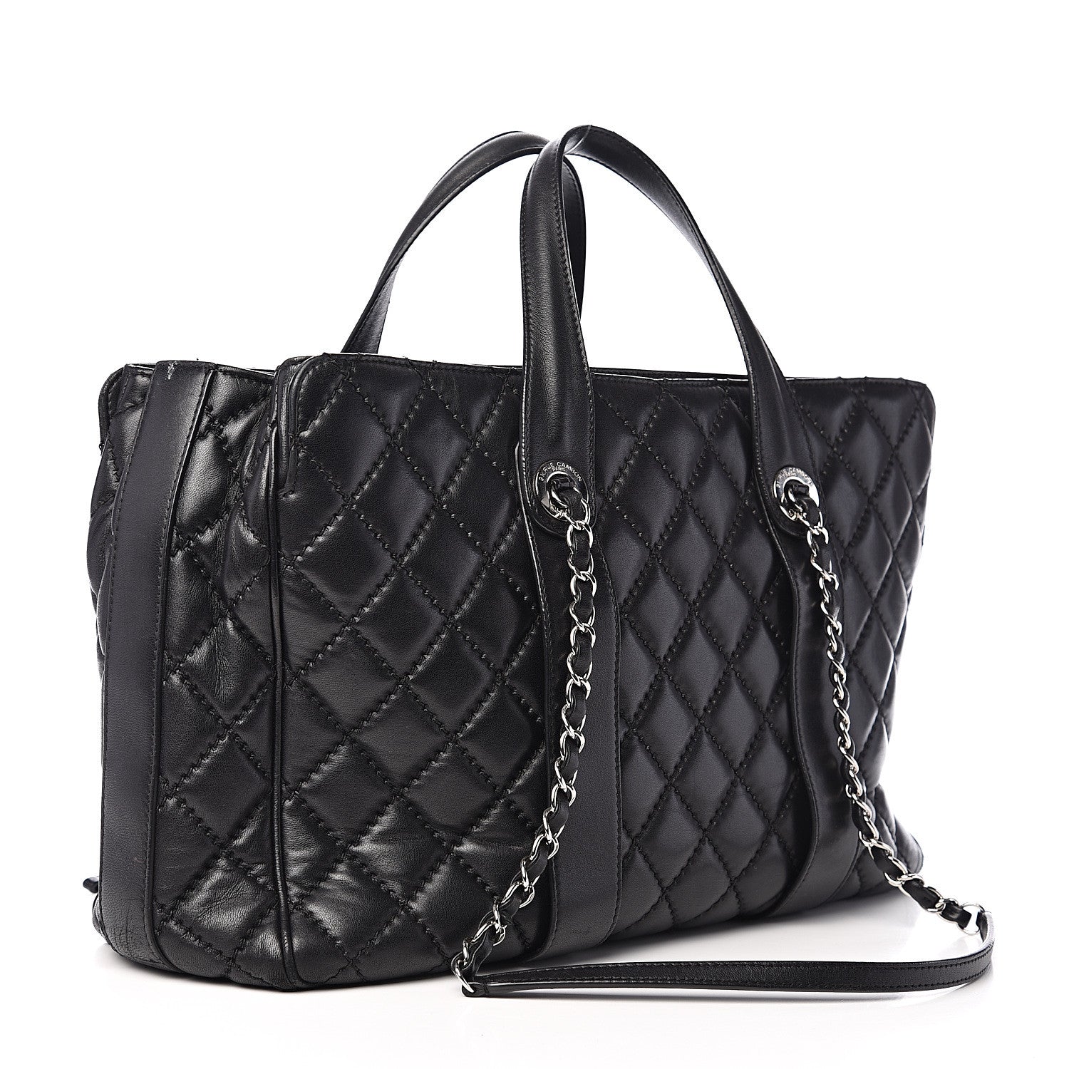 Chanel Lambskin Quilted Large Easy Carry Shopping Tote Black 2 of 21