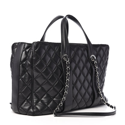 Chanel Lambskin Quilted Large Easy Carry Shopping Tote Black 2 of 21