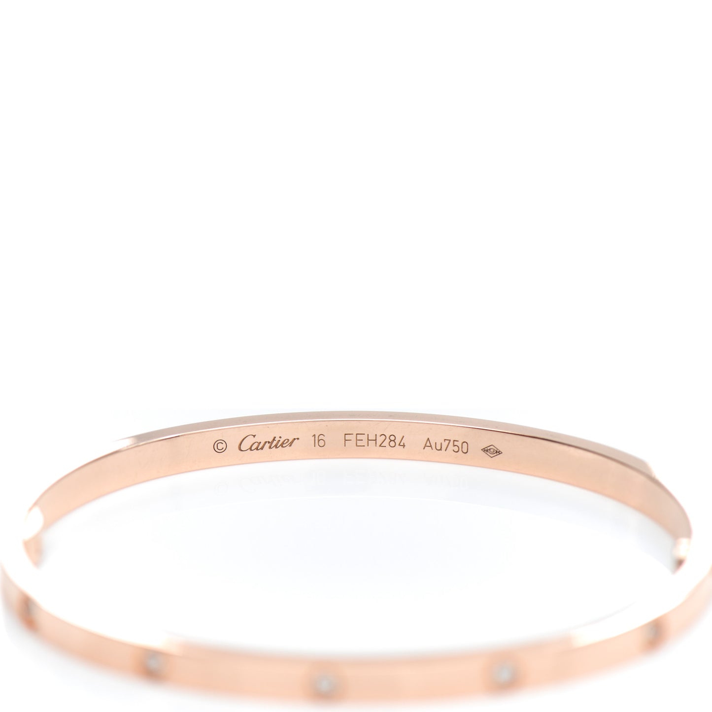 18K Pink Gold 10 Diamond Small LOVE Bracelet 16