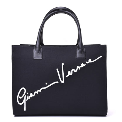 Versace Canvas Suppler Calfskin Cabas GV Signature Tote Black 1 of 9