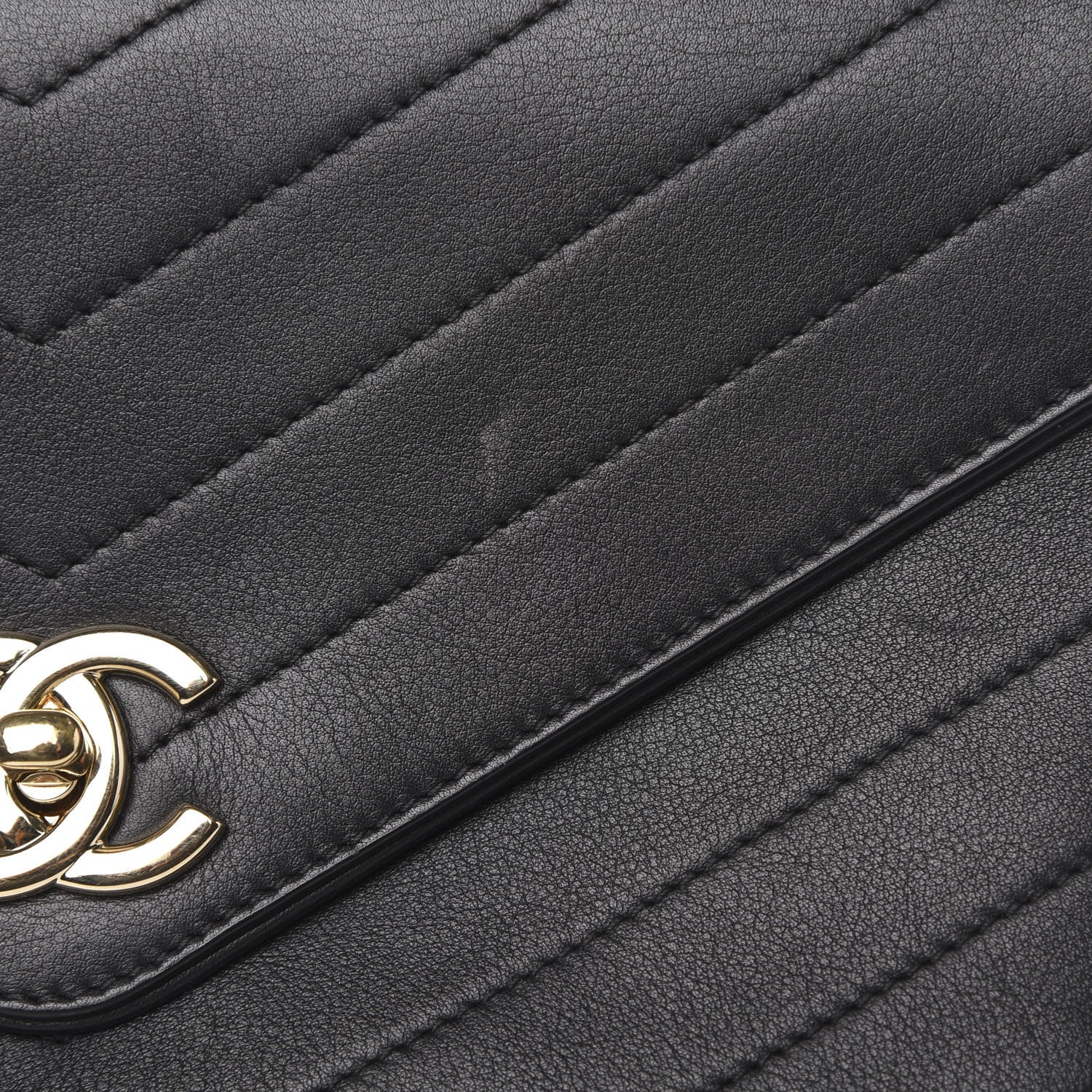 Chanel Calfskin Chevron Stitched Small Coco Flap Bag Black 10 of 12