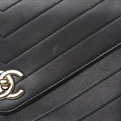 Chanel Calfskin Chevron Stitched Small Coco Flap Bag Black 10 of 12