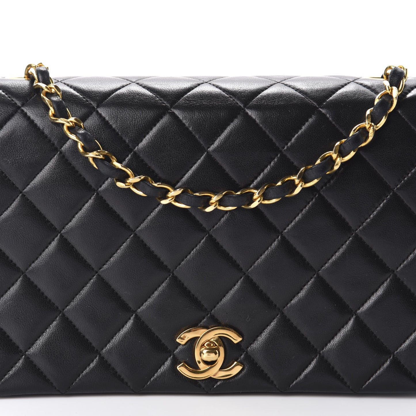 Lambskin Quilted Small Single Flap Bag Black