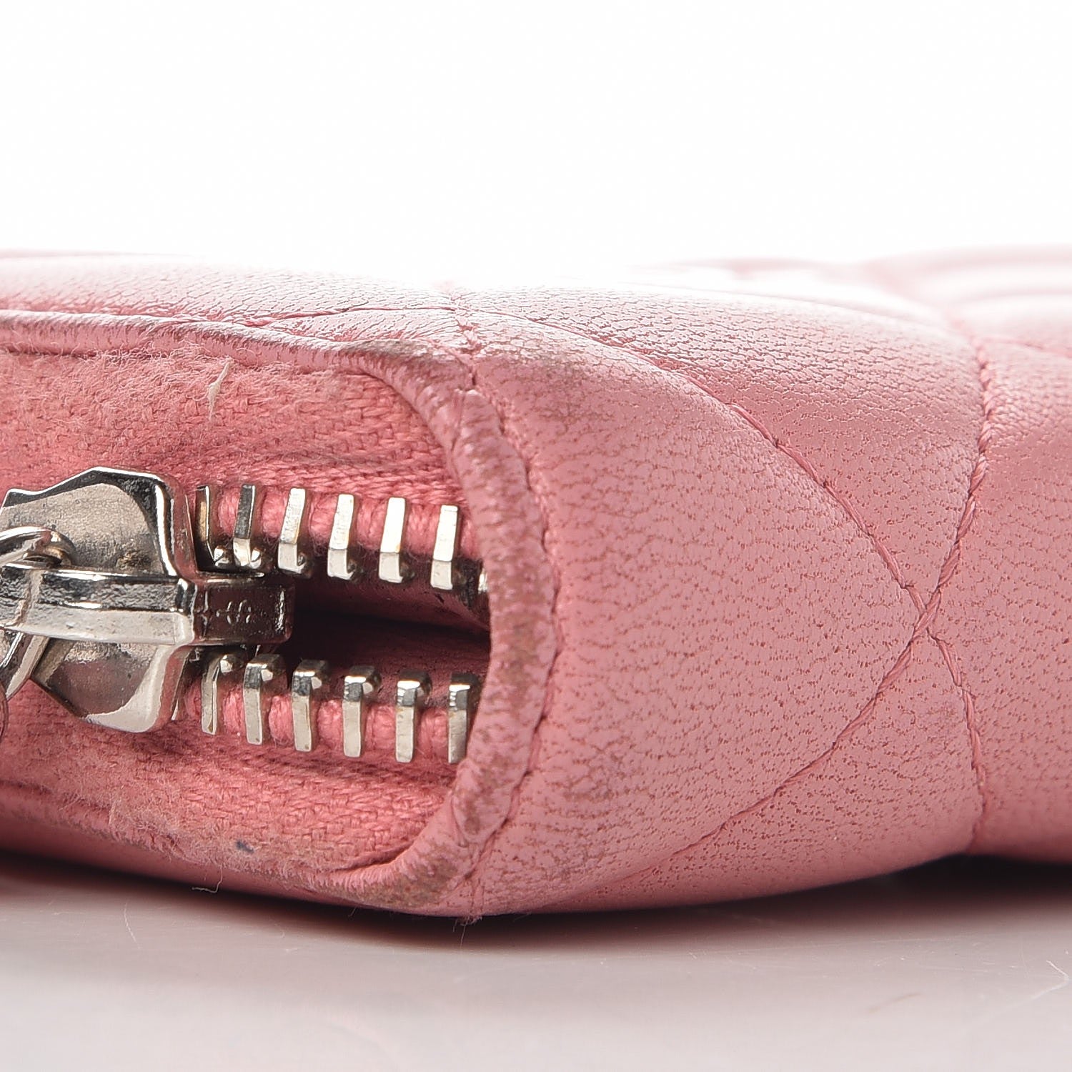 Chanel Lambskin Quilted Zip Around Coin Purse Wallet Pink 13 of 14