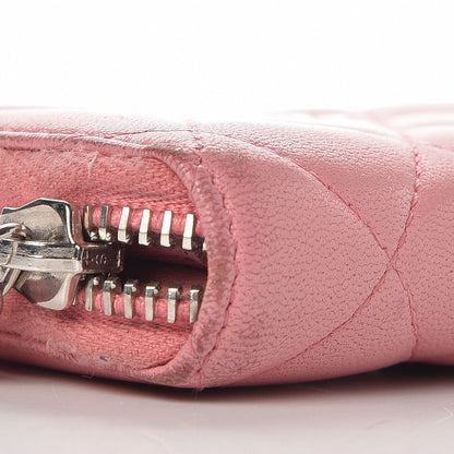 Chanel Lambskin Quilted Zip Around Coin Purse Wallet Pink 13 of 14