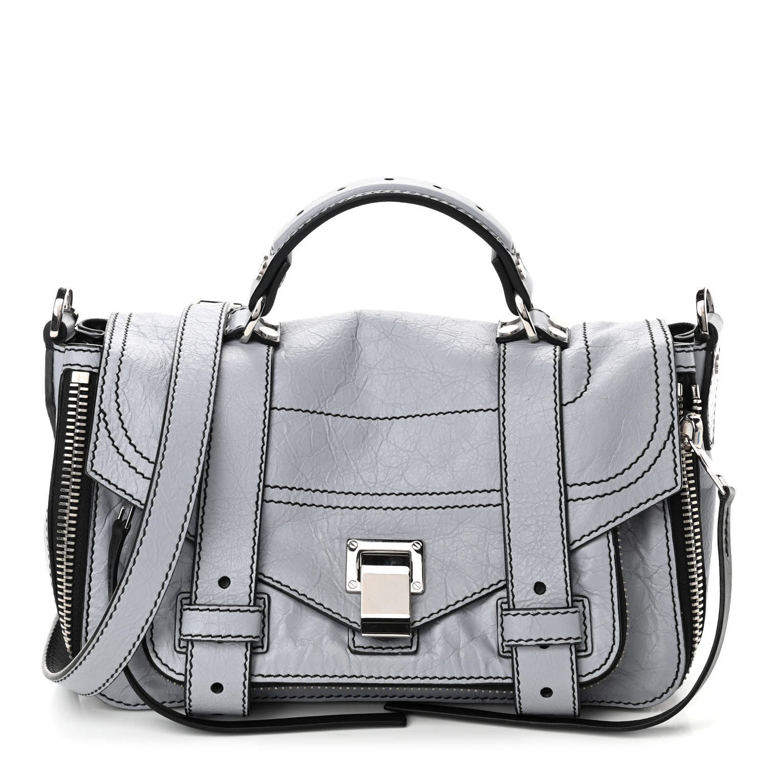 Proenza Schouler Paper Lambskin Tiny PS1 Plus Zip Satchel Dove Grey 1 of 4
