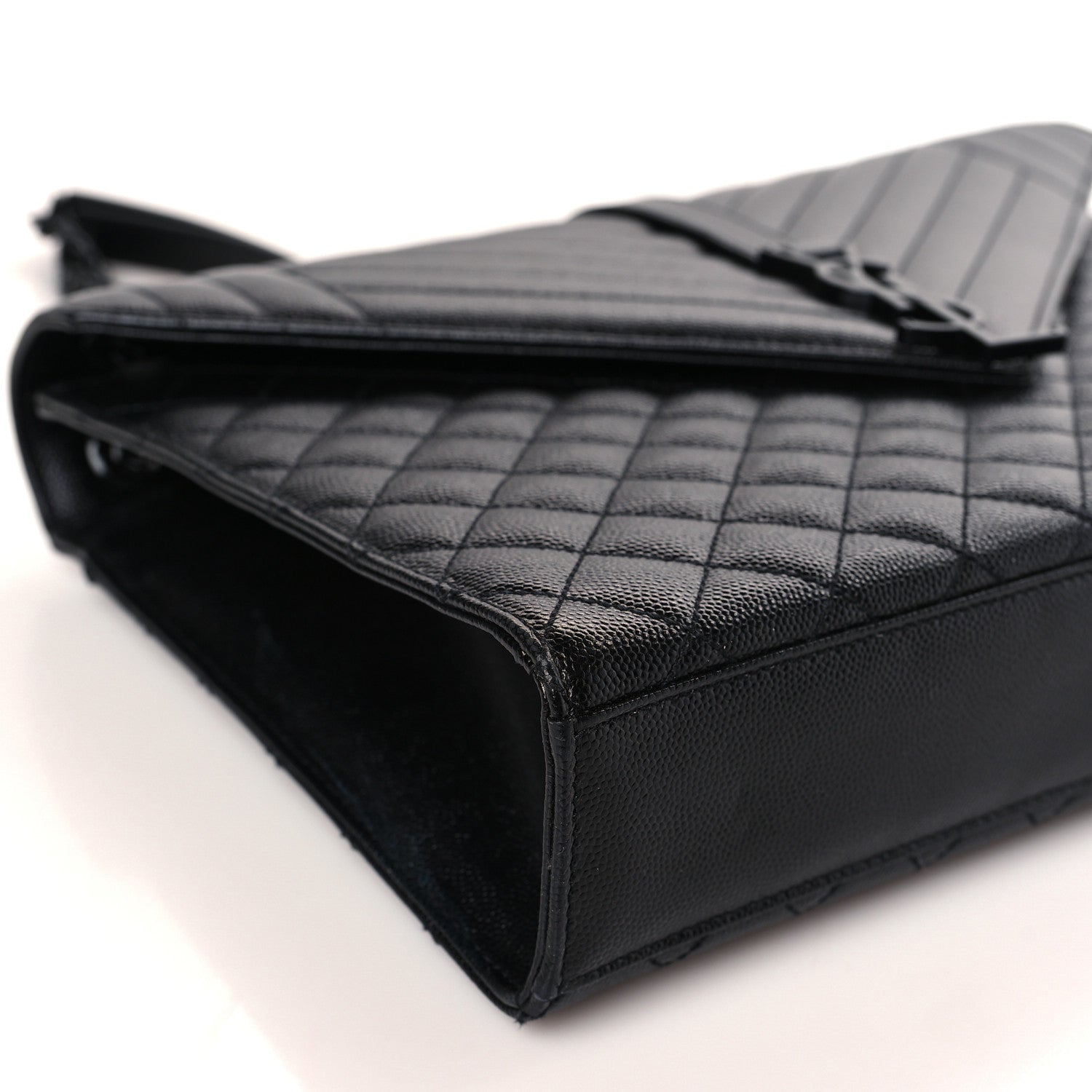 Saint Laurent Grain De Poudre Textured Mixed Matelasse Large Triquilt Monogram Monochrome Satchel Black 7 of 8