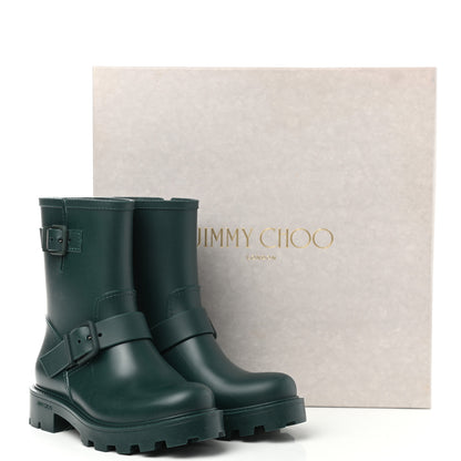 Jimmy Choo Rubber Yael Flat Rain Boots 35 Dark Green 8 of 8