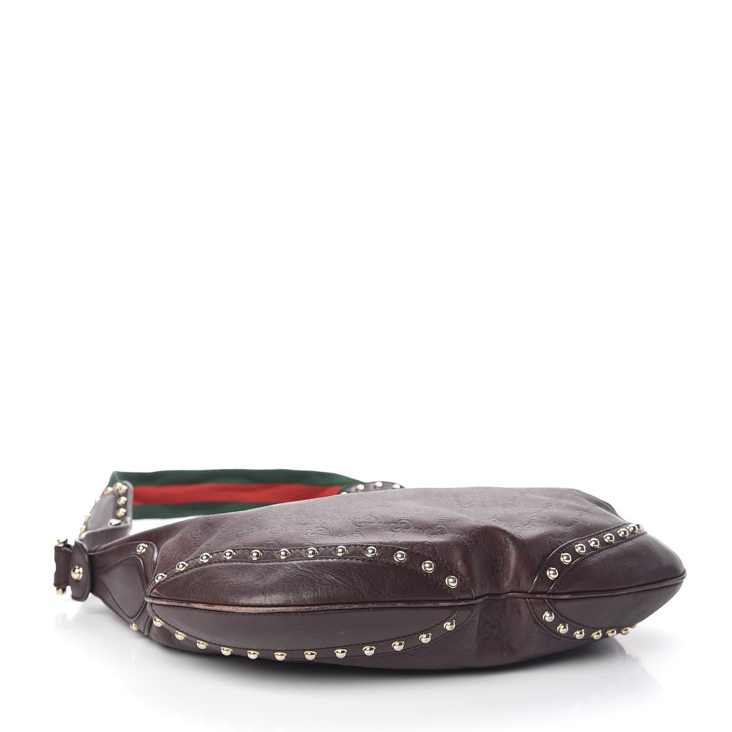 Guccissima Studded Web Pelham Shoulder Bag Dark Brown