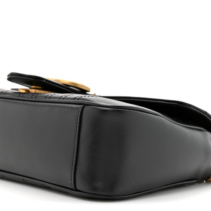 Gucci Calfskin Matelasse Small GG Marmont Shoulder Bag Black 9 of 10