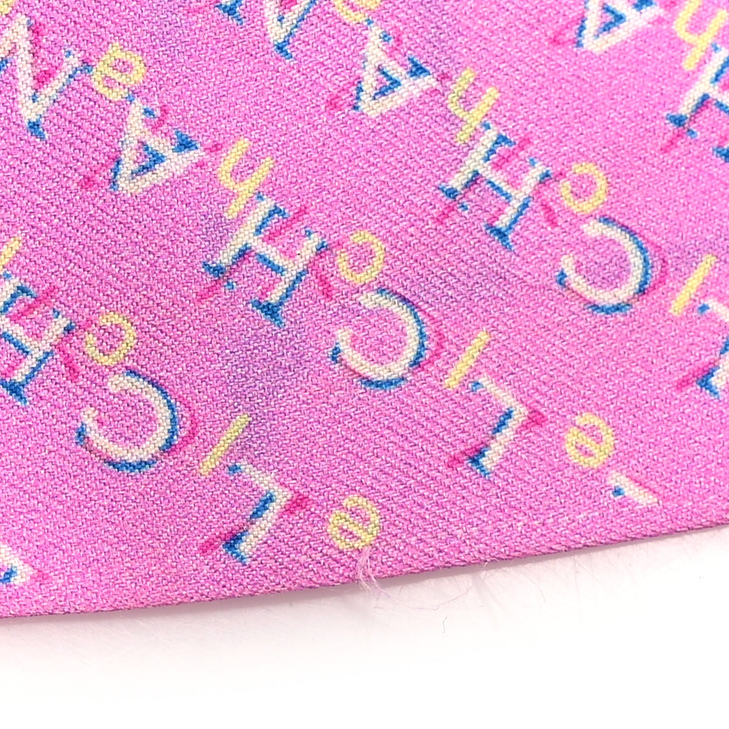 Silk Twill Slim Bandeau Scarf Fuchsia White