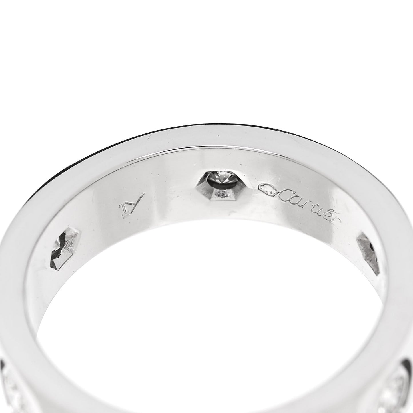 18K White Gold 6 Diamond 5.5mm LOVE Ring 54 7