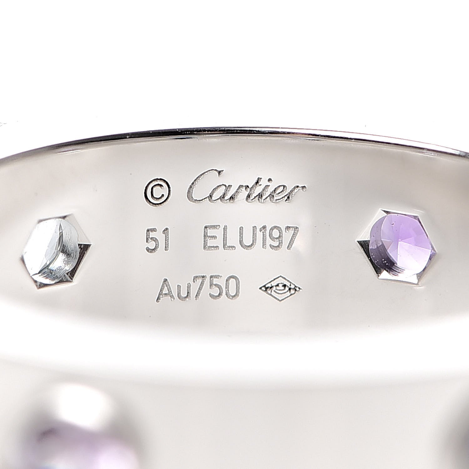 Cartier 18K White Gold Sapphire Spinel Amethyst 5.5mm LOVE Ring 51 5.75 5 of 6