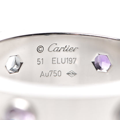 Cartier 18K White Gold Sapphire Spinel Amethyst 5.5mm LOVE Ring 51 5.75 5 of 6