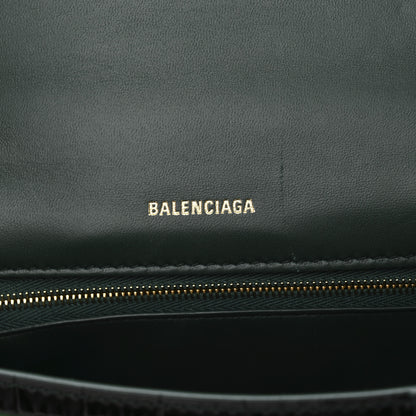 Balenciaga Shiny Calfskin Crocodile Embossed Small Hourglass Top Handle Bag Forest Green 6 of 14