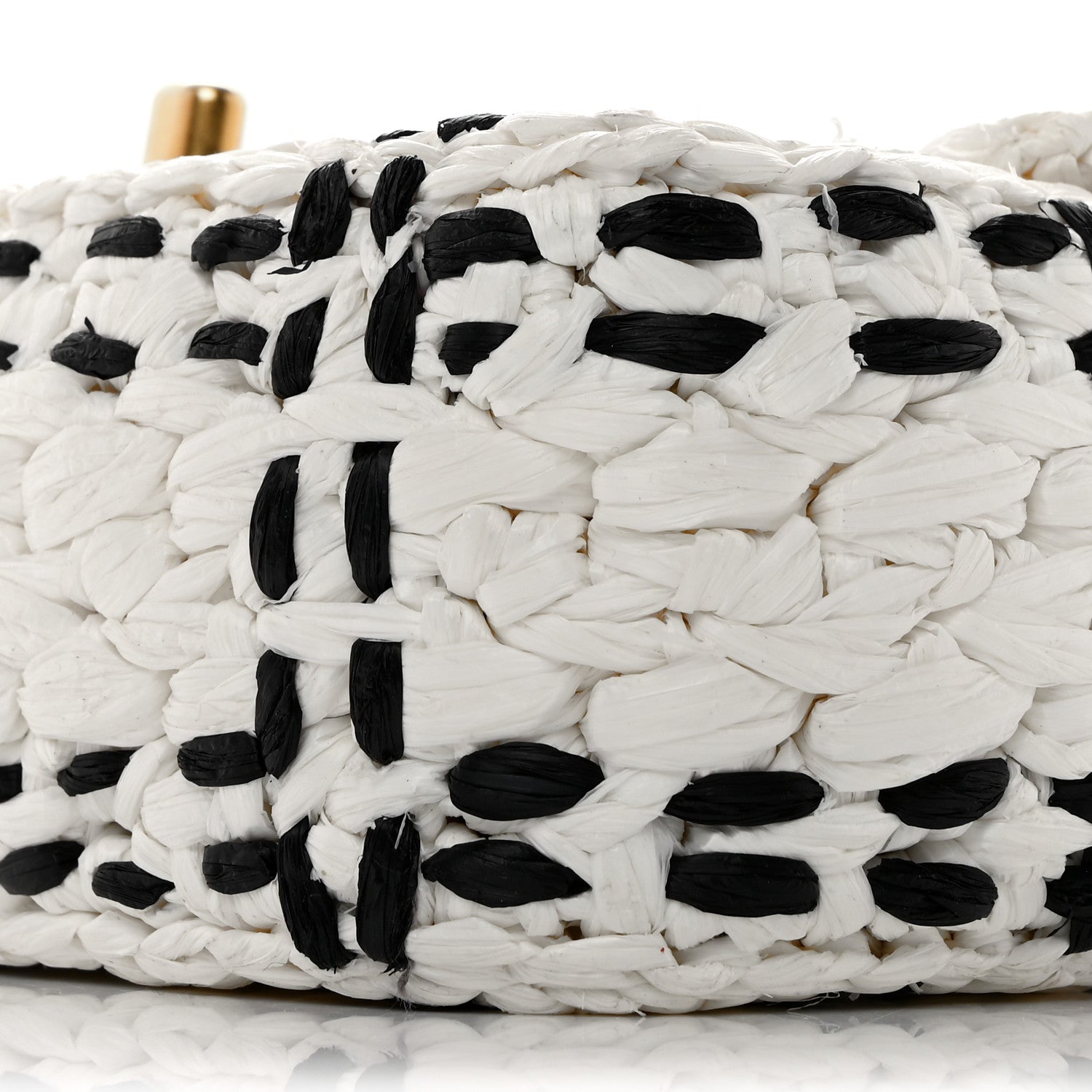 Chanel Raffia Effect Tweedy Mini Flap Bag White Black 10 of 10