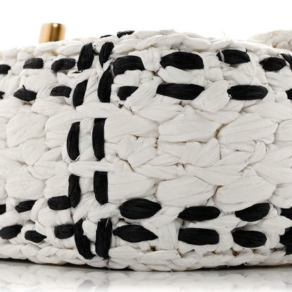 Chanel Raffia Effect Tweedy Mini Flap Bag White Black 10 of 10