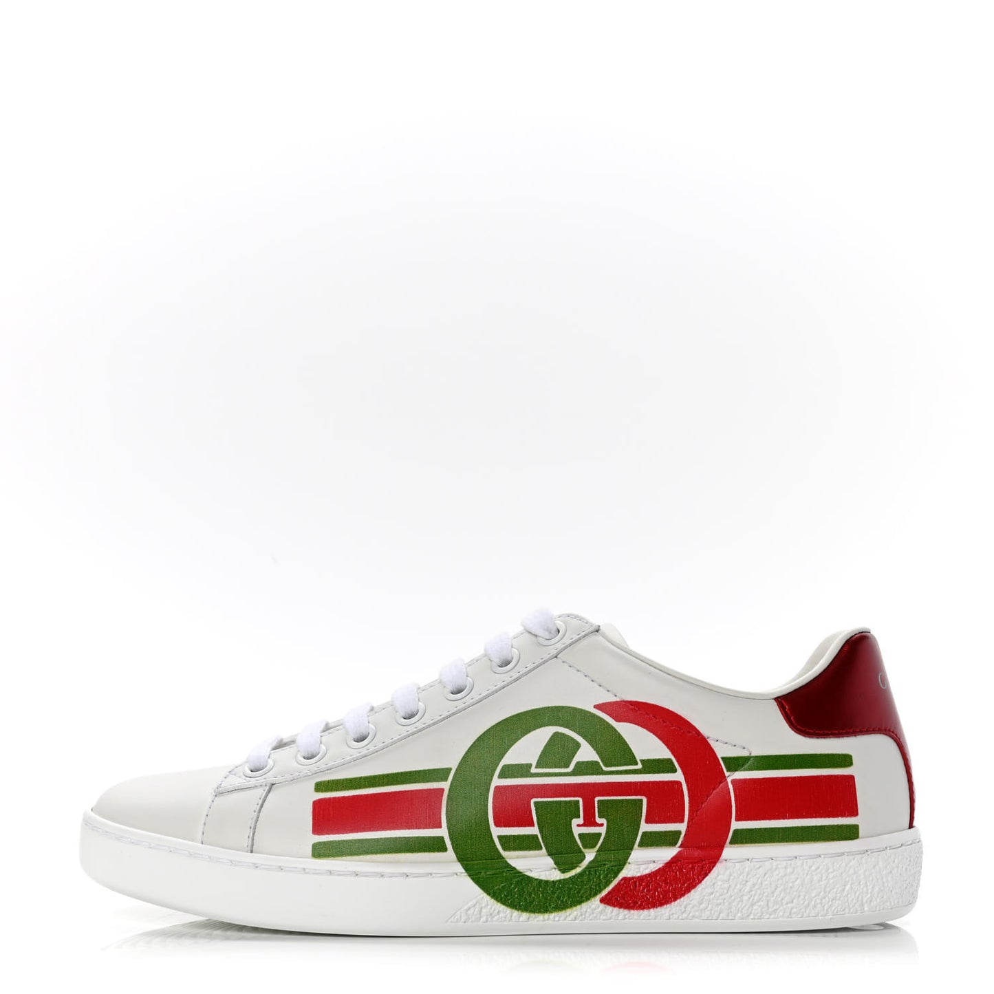 Calfskin Interlocking G Womens New Ace Sneakers 36 White Red Flame Green