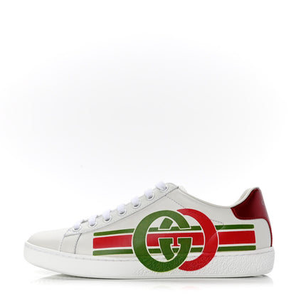 Gucci Calfskin Interlocking G Womens New Ace Sneakers 36 White Red Flame Green 1 of 4