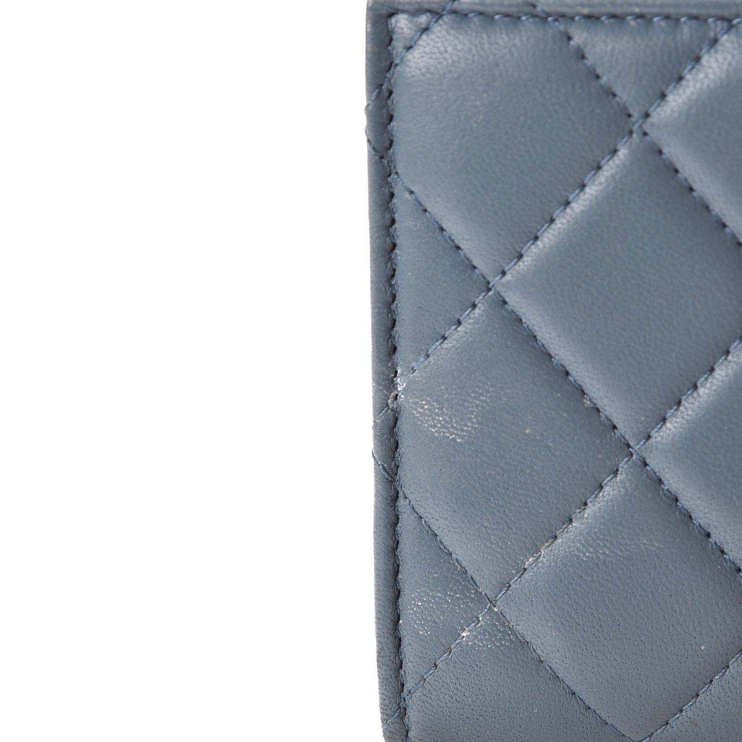 Lambskin Quilted Large Gusset Flap Wallet Blue