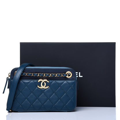 Chanel Lambskin Quilted Camera Case Blue 12 of 12