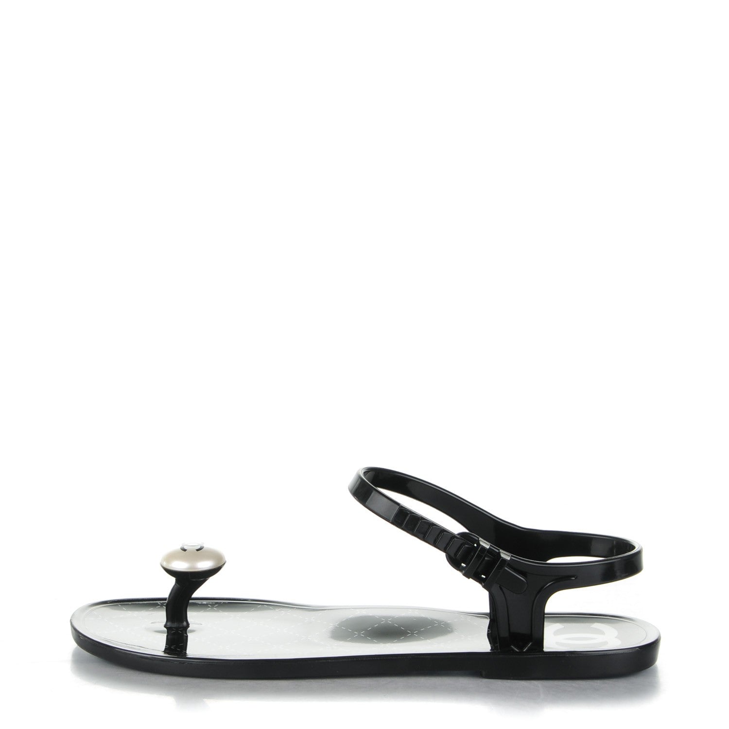 Chanel PVC CC Pearl Thong Sandals 37 Black 1 of 7
