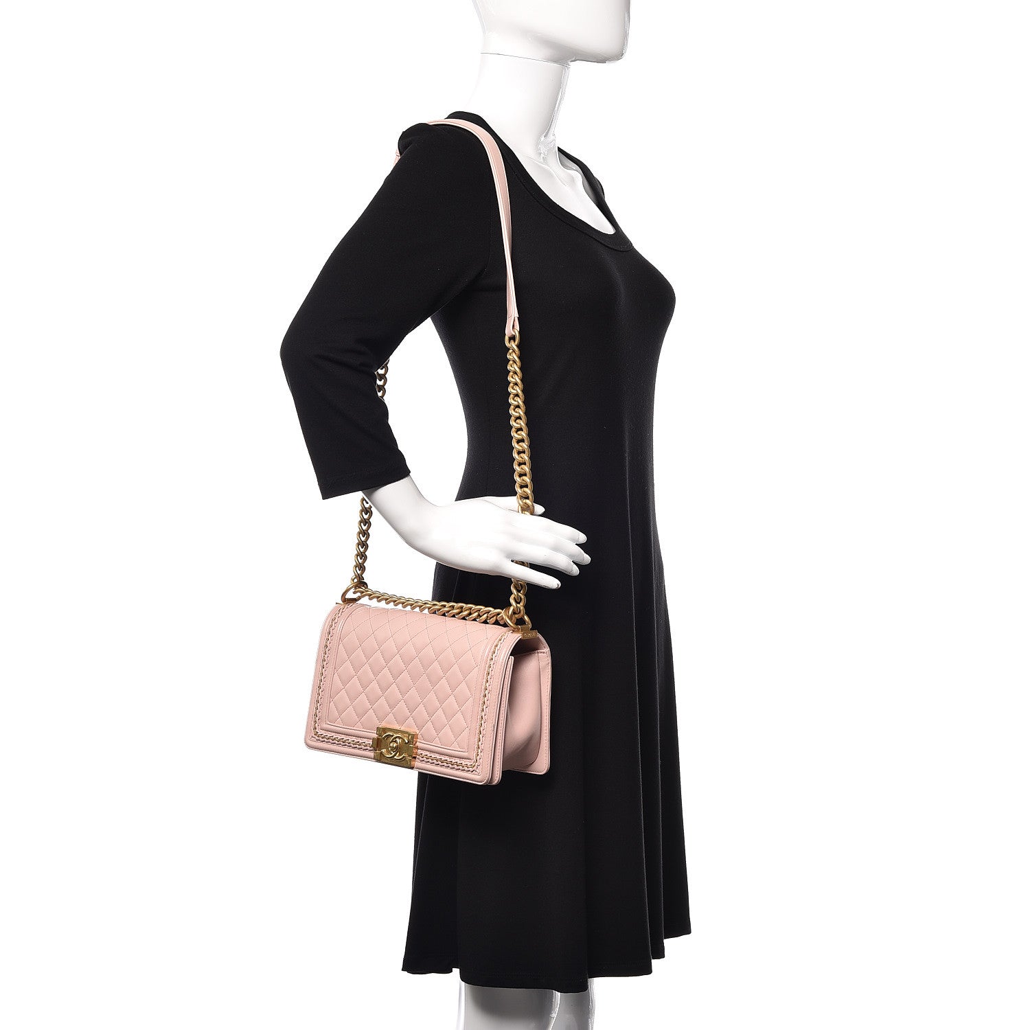 Chanel Lambskin Quilted Medium Chain Detail Boy Flap Light Pink 2 of 18