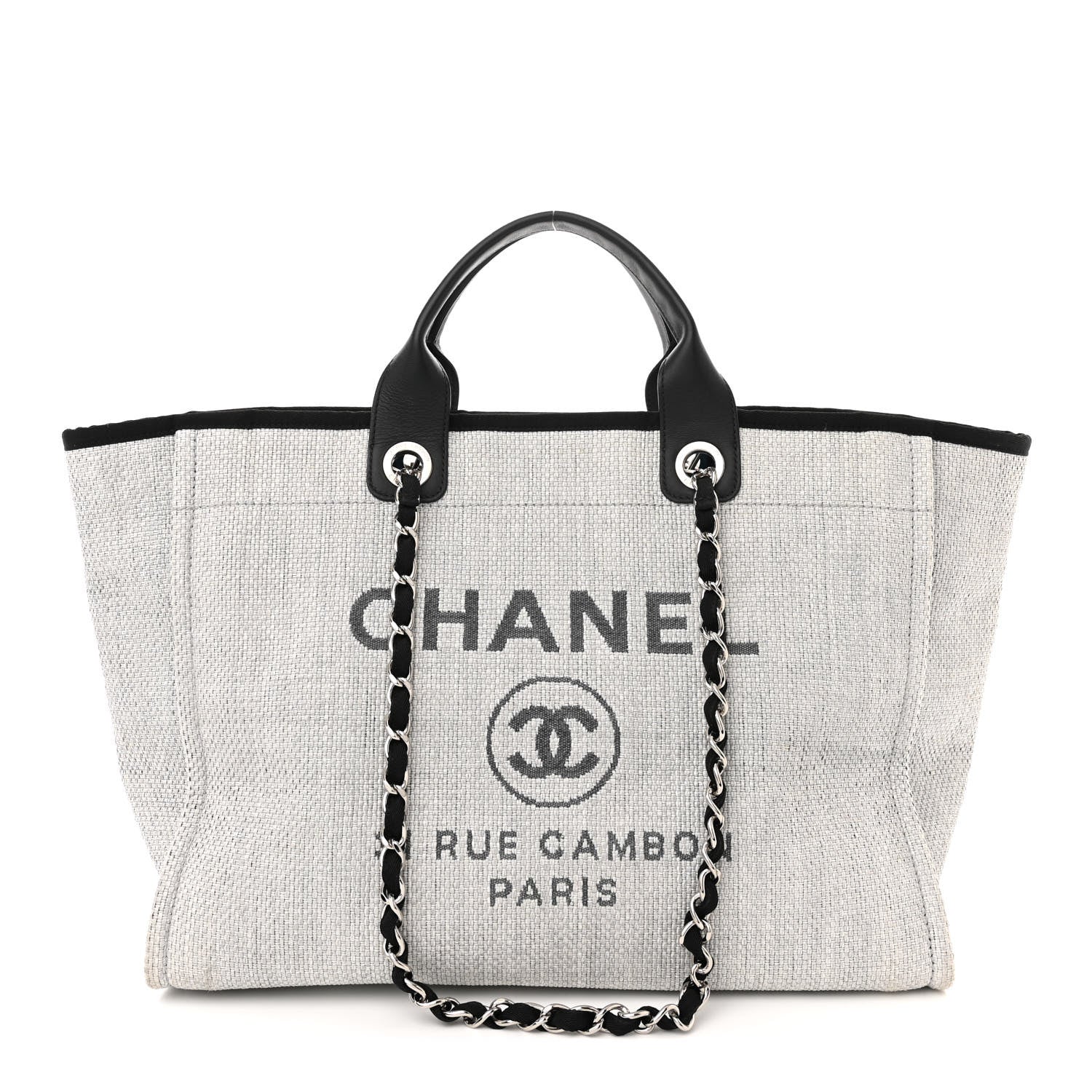 Chanel Woven Straw Raffia Medium Deauville Tote Grey 1 of 11