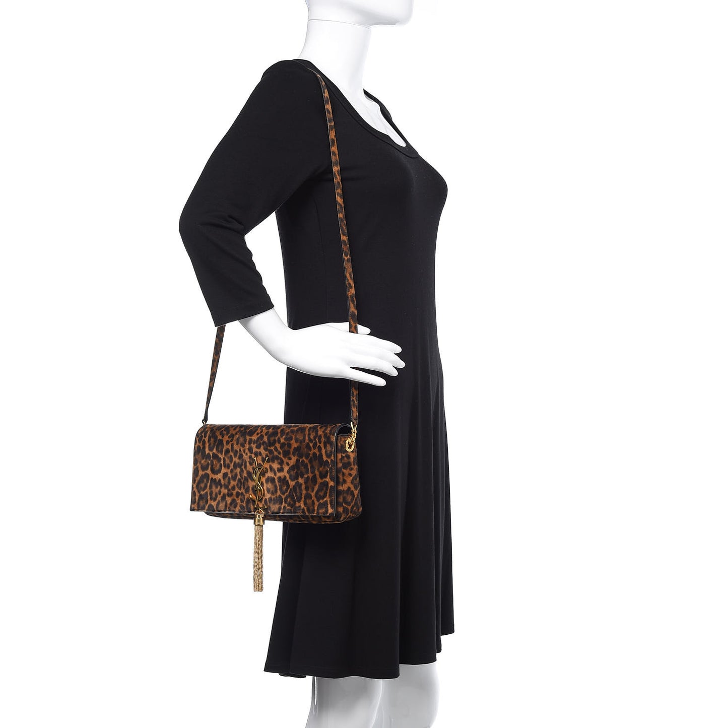 Suede Leopard Print Monogram Tassel Kate 99 Naturale