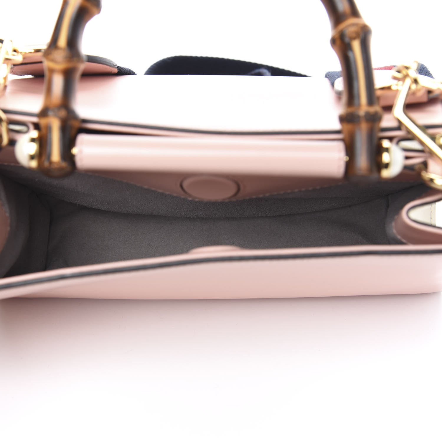 Gucci Nappa Bamboo Web Mini Nymphaea Top Handle Bag Perfect Pink Mystic White 5 of 10