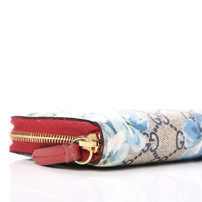 Gucci GG Supreme Monogram Blooms Zip Around Wallet Blue Red 9 of 10