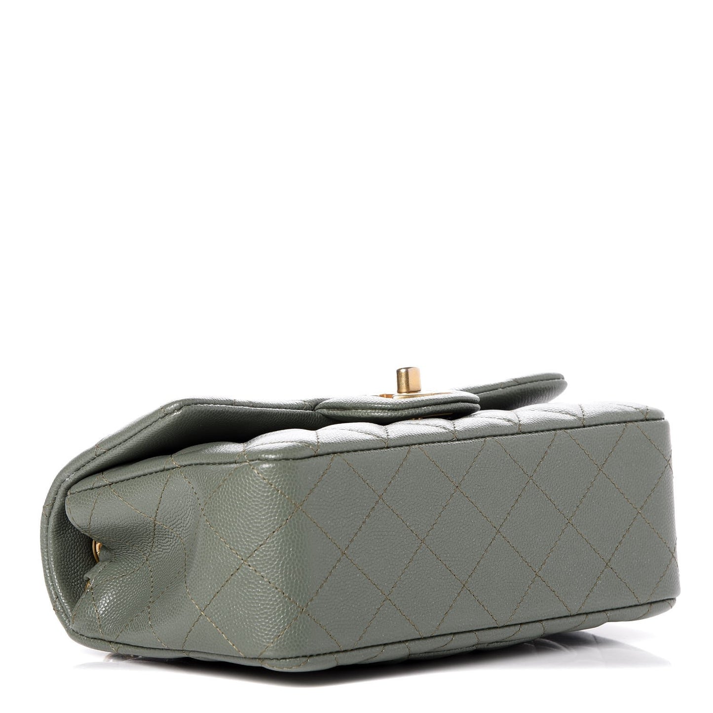 Iridescent Caviar Quilted Mini Rectangular Flap Green