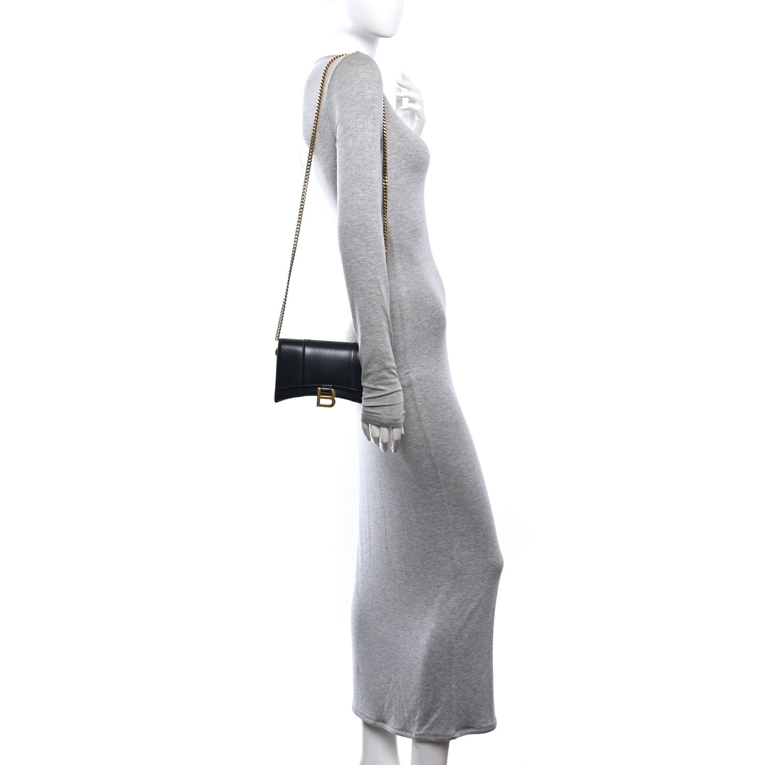 Balenciaga Shiny Box Calfskin Hourglass Chain Bag Black 2 of 10