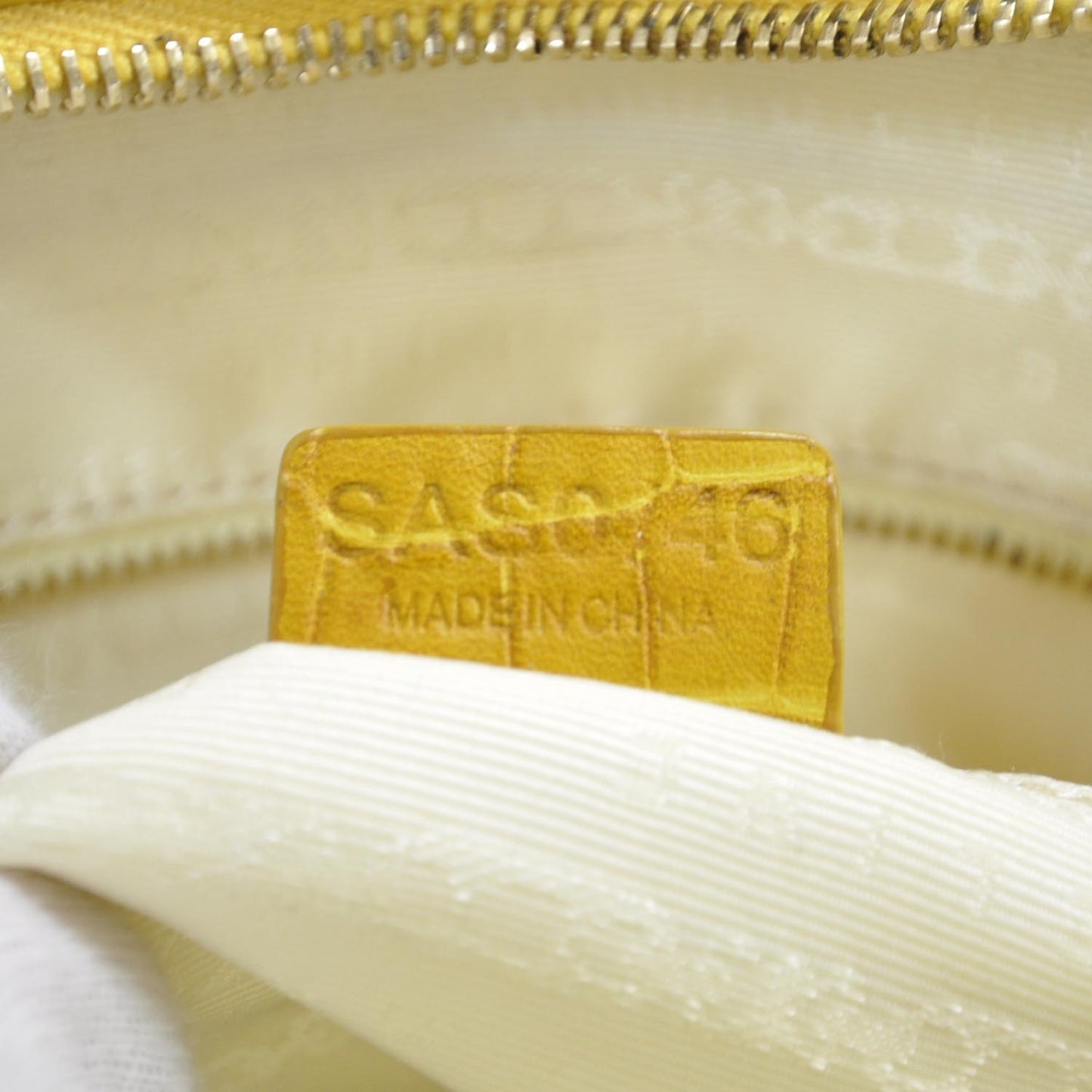 Crocodile Embossed Leather and Canvas Bag Yellow