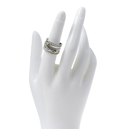 David Yurman Sterling Silver 18K Yellow Gold Double X Crossover Ring 52 6 2 of 5