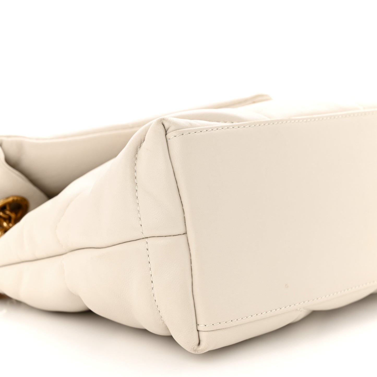 Lambskin Quilted Small Loulou Puffer Monogram Chain Satchel Crema Soft