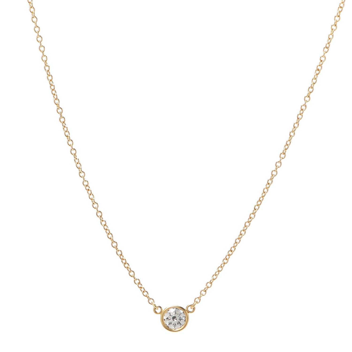 Tiffany 18K Yellow Gold Diamond .22ct Elsa Peretti Diamonds by the Yard Pendant Necklace 1 of 6