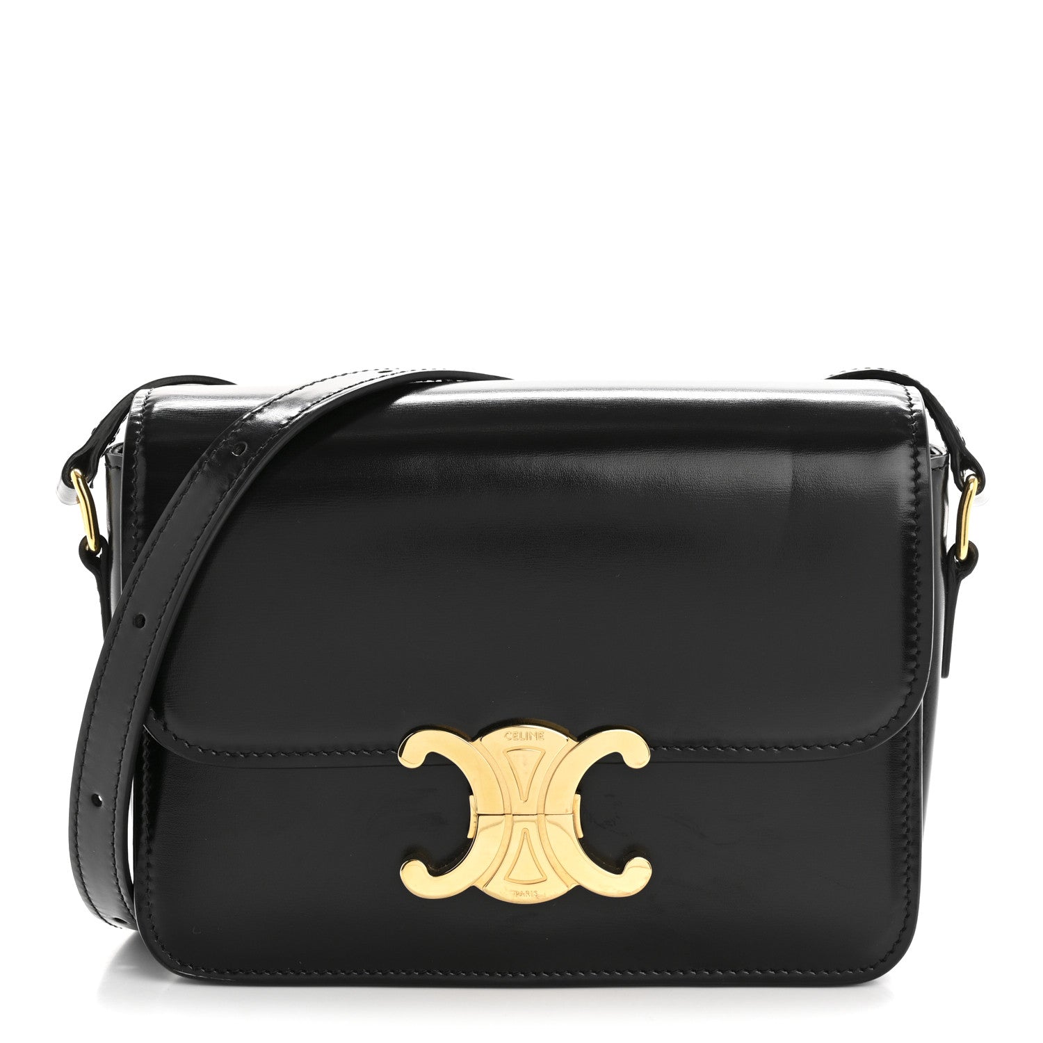 Celine Shiny Calfskin Teen Triomphe Black 1 of 12