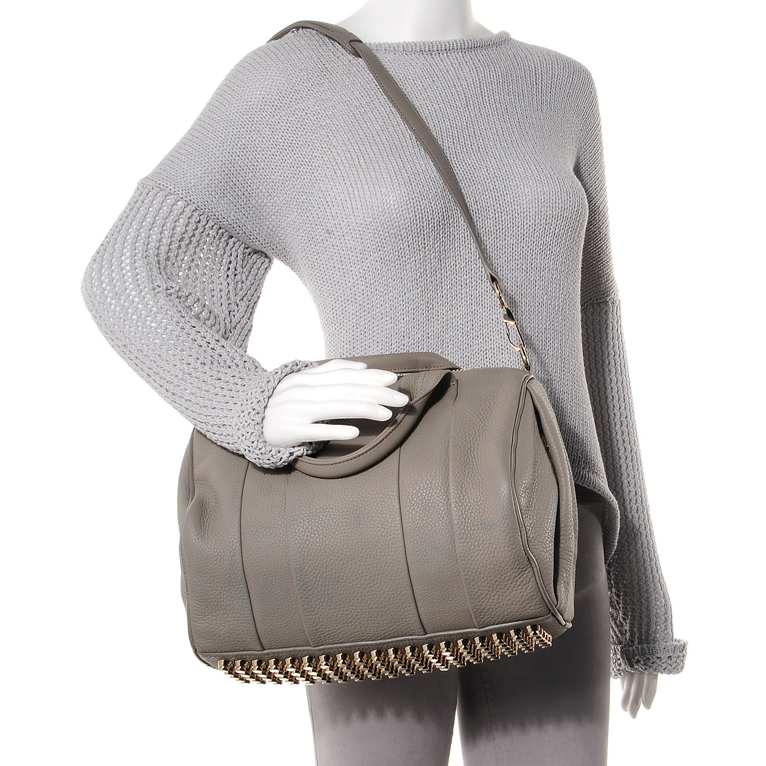 Alexander Wang Pebbled Lambskin Rocco Oyster 2 of 7